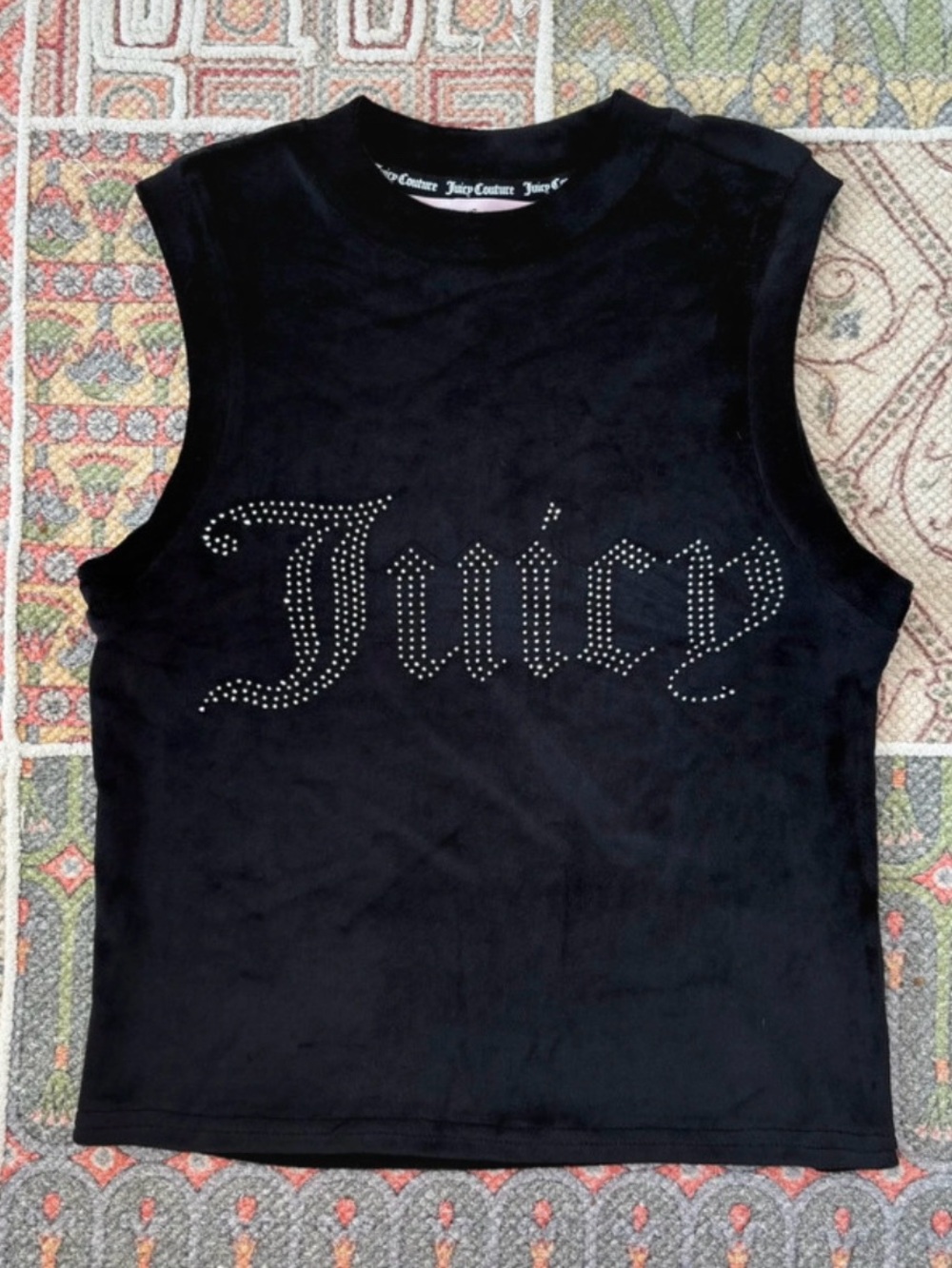 Juicy Couture Black Rhinestone Logo Tank Size Small